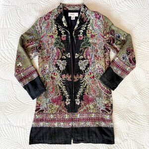 Anii by Natural Floral Tapestry Whimsigoth Open Front Long Cardigan Size S